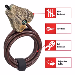 Master Lock Python Trail Camera Adjustable Camouflage Cable Locks 8418KA-12 CAMO 12-pack Brown