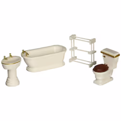 Melissa & Doug Doll-House Furniture- Bathroom Set