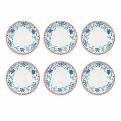 TarHong Rio Turquoise Floral Dinner Plate, 10.5", Melamine, Set of 6