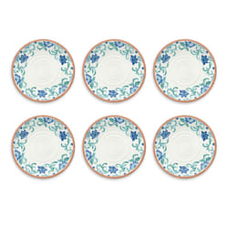 TarHong Rio Turquoise Floral Dinner Plate, 10.5", Melamine, Set of 6