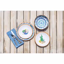 TarHong Rio Turquoise Floral Dinner Plate, 10.5", Melamine, Set of 6