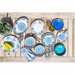 TarHong Rio Turquoise Floral Dinner Plate, 10.5", Melamine, Set of 6