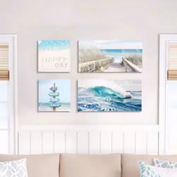 ARTISTIC PATH Beach Ocean Canvas Wall Art: Ocean Wave & Pathway and Beach Relax Signs Giclee Prints Artwork Picture for Bedroom(Overall 36