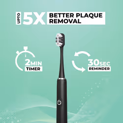 HAMMER Flow 2.0 Electric Toothbrush and 2 Replaceable Brush Heads for Men and Women, 2 Brushing Modes, AAA Battery, Waterproof, Super-Soft Brist - Red