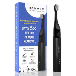 Hammer Ultra Flow 2.0 Electric Toothbrush and 2 Replaceable Brush Heads unisex, 3 Brushing Modes, Rechargeable Battery, Waterproof, Soft Brist - Black