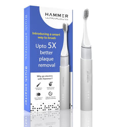 Hammer Ultra Flow 2.0 Electric Toothbrush and 2 Replaceable Brush Heads unisex, 3 Brushing Modes, Rechargeable Battery, Waterproof, Soft Brist - White