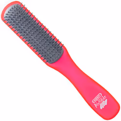 Kent AHGLO02 Airhedz Glo Red Half Round Narrow Detangling Hair Brush - 9 Row Ionic Anti Static Non Scratch Long Nylon Bristle ...