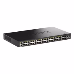 D-Link 52-Port Gigabit Stackable PoE+ Smart Managed Switch with 4 x 10G SFP+ Ports, Managed, L2, Gigabit Ethernet (10/100/100 ...