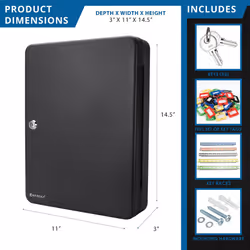 Barska Wall Mount Adjustable Cabinet with Colorful Tag Labels Key Lock Box  48 Position  Black