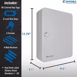 Barska CB13234 Key Lock 90 Position Key Cabinet Lock Box Grey  9.5"" x 3.1"" x 11.75""