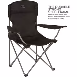 Highlander Lightweight Durable Compact Folding Camp Chair - Portable Chair with Cup Holder Perfect for Camping, Festivals, Garden, Caravan T