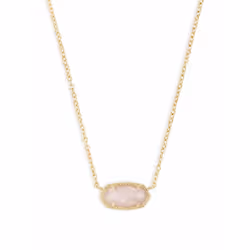 Kendra Scott Elisa Pendant Necklace for Women Fashion Jewelry 14k Gold-Plated Rose Quartz