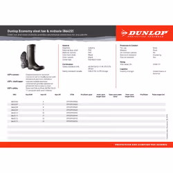 Dunlop Protective Footwear  16"""" Economy Steel Toe  S/M  100% Waterproof PVC  Lightweight and Durable  8662200.13  Size 13 US