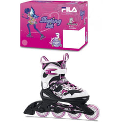 ) FILA SKATES J-ONE Inline 4 wheels skate Safe and Comfortable for Teenagers Pink/White - SIZE M: 30 to 34 (Adjustable