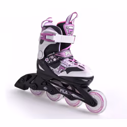 ) FILA SKATES J-ONE Inline 4 wheels skate Safe and Comfortable for Teenagers Pink/White - SIZE M: 30 to 34 (Adjustable