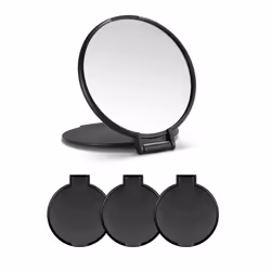 Compact Mirror Bulk Round Makeup Mirror for Purse, Set of 3, 2.6"" L x 2.37"" W (Black)