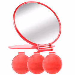 Compact Mirror Bulk Round Makeup Mirror for Purse, Set of 3, 2.6"" L x 2.37"" W (Red)
