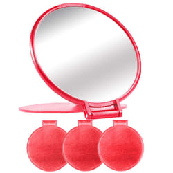 Compact Mirror Bulk Round Makeup Mirror for Purse, Set of 3, 2.6"" L x 2.37"" W (Red)