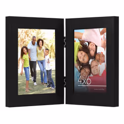 Americanflat Hinged 4x6 Picture Frame in Black - Double Picture Frame with Engineered Wood and Shatter-Resistant Glass for Ta ...