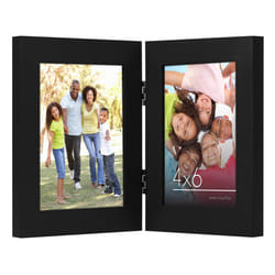 Americanflat Hinged 4x6 Picture Frame in Black - Double Picture Frame with Engineered Wood and Shatter-Resistant Glass for Tabletop Display