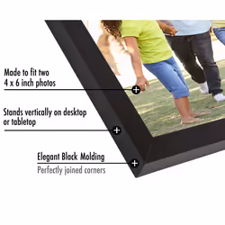 Americanflat Hinged 4x6 Picture Frame in Black - Double Picture Frame with Engineered Wood and Shatter-Resistant Glass for Tabletop Display