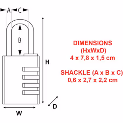 Master Lock 7640EURD Combination Padlock in Aluminium, Grey, 4 x 7.8 x 1.5 cm