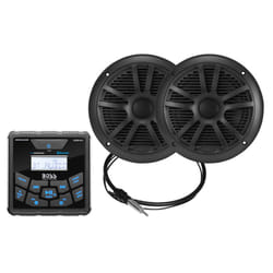 BOSS Audio Systems MCKGB450B.6 6.5 Inch Speakers & Marine Boat Gauge Stereo - Bluetooth Head Unit  No CD DVD Player  AM/FM Radio Receiver  NOAA Weathe