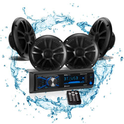 BOSS Audio Systems MCBK634B64 Weatherproof Marine Receiver Speaker Package  MR634UAB Receiver  USB  AMFM Radio  No CD Player