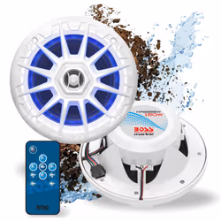 BOSS Audio Systems MRGB55W 5.25 Inch Marine Speakers - Weatherproof 150 Watts Per Pair 75 Watts Each Multi-Color Illuminat ...
