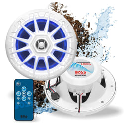 BOSS Audio Systems MRGB55W 5.25 Inch Marine Speakers - Weatherproof  150 Watts Per Pair  75 Watts Each  Multi-Color Illumination  Full Range