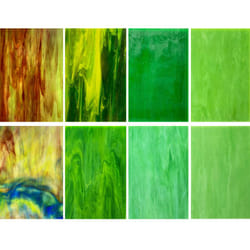 LITMIND 8 Sheets Mosaic Tiles glass for crafts  4 x 6 inch green Stained glass Sheets Variety and Art glass Pack  Mixed colors and Patterns (Shades of