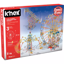 K'NEX Thrill Rides 3-in-1 Classic Amusement Park Building Set for Ages 9+, Engineering Education Toy, 744 Pieces