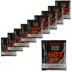 10x Alcotec Red Hot Turbo Yeast 90g Temperature Tolerant Max 40C 25L