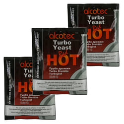3x Alcotec Red Hot Turbo Yeast 90g Temperature Tolerant Max 40C 25L