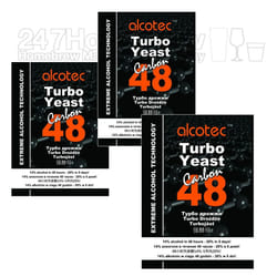 3x Alcotec Carbon 48 Turbo Yeast with Activated Carbon