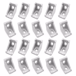 Zeberoxyz 20PCS 2028 Corner Bracket Silver Right Angle 20Series 2 Hole Aluminum Brackets for Slot 6mm Aluminum Extrusion Prof ...