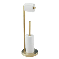 Toilet Paper Roll Holder Stand  NEWRAIN Bathroom Free Standing Toilet Tissue Paper Roll Holder Stand with Reserve Function Brushed Gold