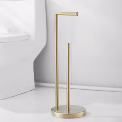 Toilet Paper Roll Holder Stand  NEWRAIN Bathroom Free Standing Toilet Tissue Paper Roll Holder Stand with Reserve Function Brushed Gold