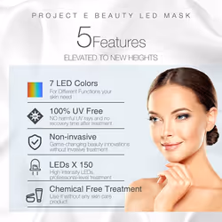 Project E Beauty Skin Rejuvenation Photon Mask | 7 Color LED Photon Light Therapy Treatment Whitening Anti-aging Acne Spot Scar Removal Smooth
