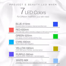 Project E Beauty Skin Rejuvenation Photon Mask | 7 Color LED Photon Light Therapy Treatment Whitening Anti-aging Acne Spot Scar Removal Smooth