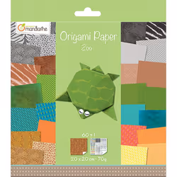 Avenue Mandarine Origami Paper, 20 x 20 cm, 70 g, 60 Sheets, Double Sided - Zoo