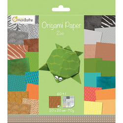 Avenue Mandarine Origami Paper, 20 x 20 cm, 70 g, 60 Sheets, Double Sided - Zoo