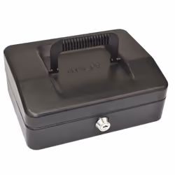 Helix 8 inch Cash Box with Removable Coin Tray - Black