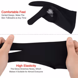 Tablet Drawing Glove Artist Glove for Light Box, Graphic Tablet, Pen Display and iPad Pro Pencil (Black)
