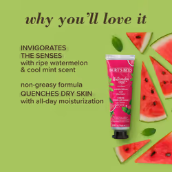 Burt's Bees Hand Cream for Very Dry Hands, Watermelon & Mint, Hand Moisturiser With Shea Butter, 28.3g