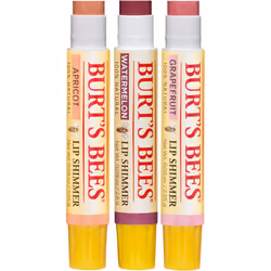 Burt's Bees Kissable Color Holiday Gift Set  3 Lip Shimmers in Gift Box - Cool Collection in Watermelon  Apricot and Grapefruit