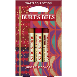 Burt's Bees Kissable Color Holiday Gift Set  3 Lip Shimmers in Gift Box  Warm Collection in Peony  Fig & Rhubarb