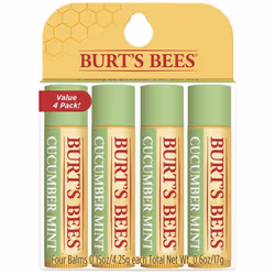 Burt's Bees 100% Natural Origin Moisturizing Lip Balm  Cucumber Mint with Beeswax  4 Tubes