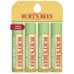 Burt's Bees 100% Natural Origin Moisturizing Lip Balm  Cucumber Mint with Beeswax  4 Tubes