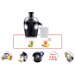 Philips HR1832/01 Viva Collection Compact Juicer, 1.5 Litre, 500 Watt - Black